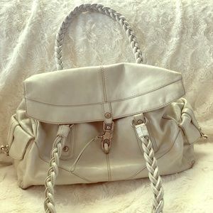 “Francesco Biasia” white genuine leather satchel